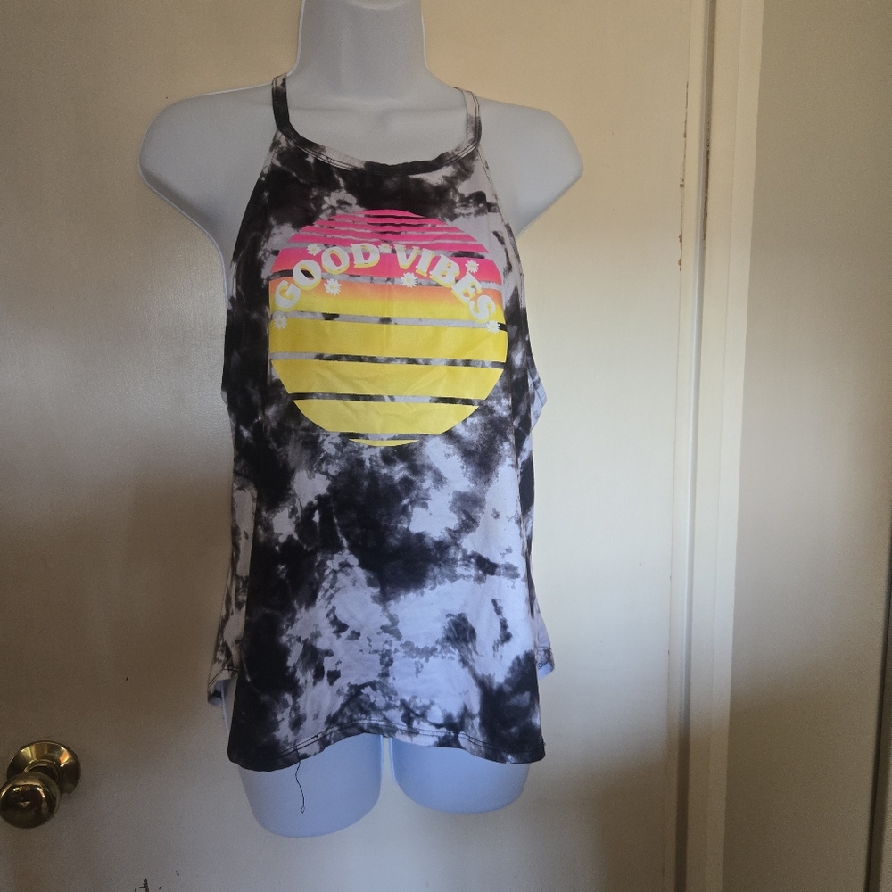 NoBo- Tie-Dye- Tank Top with Good Vibes Graphic- Size Large